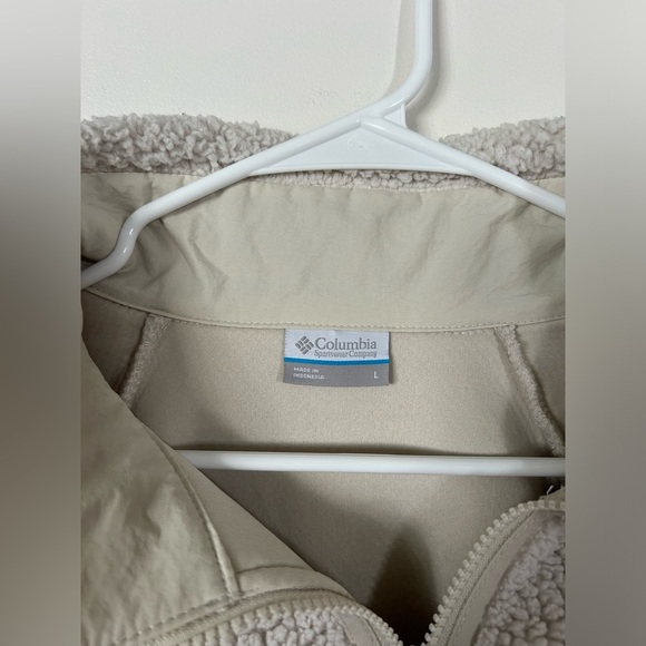 Columbia Women’s Cream Fleece Full Zip Faux Sherpa Teddy Jacket Size Large - Picture 2 of 7
